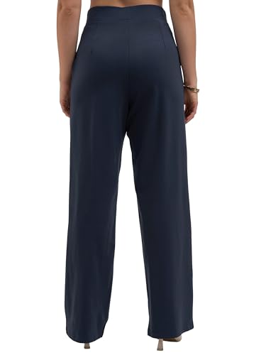 Image of Tokyo Talkies Wide Leg Relaxed fit Korean Pants |Ultra Soft|High Rise Pleated Trousers |Workwear|Formal All Day wear