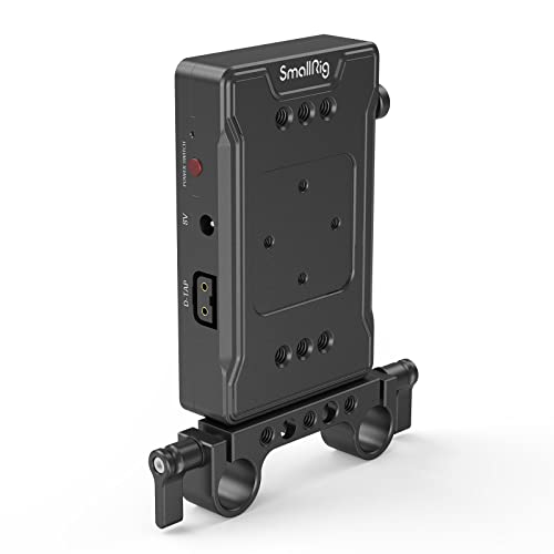 SMALLRIG Adaptateur de Plaque de Batterie à Montage en V avec Double Pince à Tige de 15 mm, Deux Ports de Sortie D-Tap 14,8 V et 8 V/12 V CC, pour Camera sans Miroir/DSLR - 3498