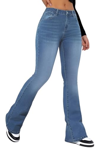 Image of Ben Martin Women's High Waist Jeans || Flared Bell Bottom Bootcut Pants || Wide Leg Stretch Denim - Perfect for Travel, Party & Everyday Use - Sizes 26-40 (1)