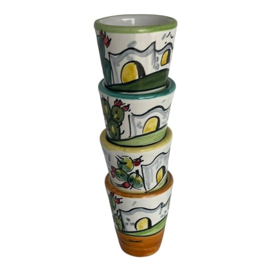 Ceramic Limoncello Glasses Set Of 4 Hand Painted Style Cups Multicolor Tableware Elegant Shot Glasses Dishwasher & Microwave Safe Ideal For Kitchen Made In Italy