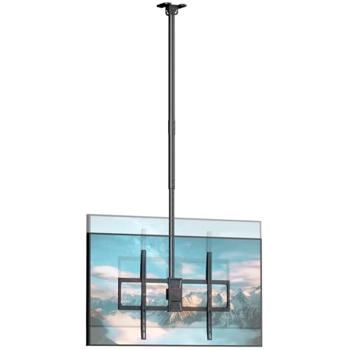 Soporte de Techo para televisores Planos y curvos de 50-100 Pulgadas (hasta 80 kg), 360° Giratorio con inclinación y orientación, Altura Ajustable (1090-2100 mm), VESA 800x600, Negro