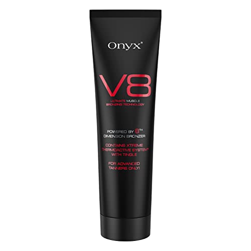 Onyx V8 Tingle Tanning Lotion for Men - White Bronzer - Tan Enhancer for Indoor Tanning Beds - Dark Hot Tanning Lotion