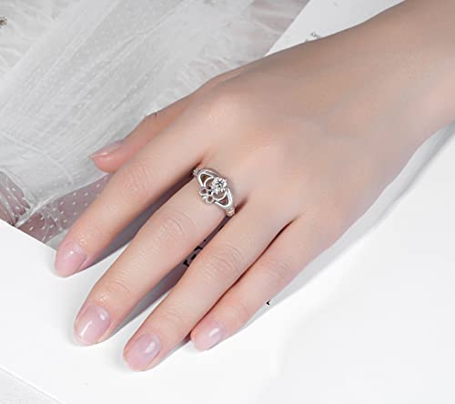 Heart Claddagh Ring For Women Teen Girls: 925 Sterling Silver Irish Claddagh Wedding Rings Engagement Band Heart Crown Hug Ring Size 10 - Mothers Day Valentines Holidays Christmas Gifts Jewelry For Daughter Friend Wife Granddaughter #TOP2