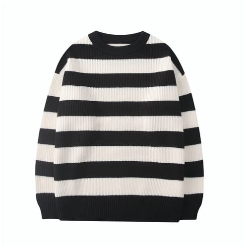 Image of Unisex Striped Sweater Gothic Pullovers Oversized Knitted Jumpers Alt Emo Sweatshirts Harajuku Streetwear Grunge Clothes