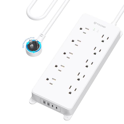 TROND 360° Rotating Plug Power Strip 10ft, Surge Protector with