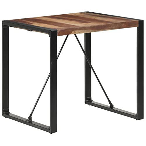 Table à manger en bois massif 80x80 cm style industriel chic - 7