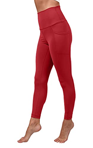 Yogalicious Lux Elastic Free High Rise Side Pocket 7/8 Ankle Legging - Carmine - Medium #TOP2