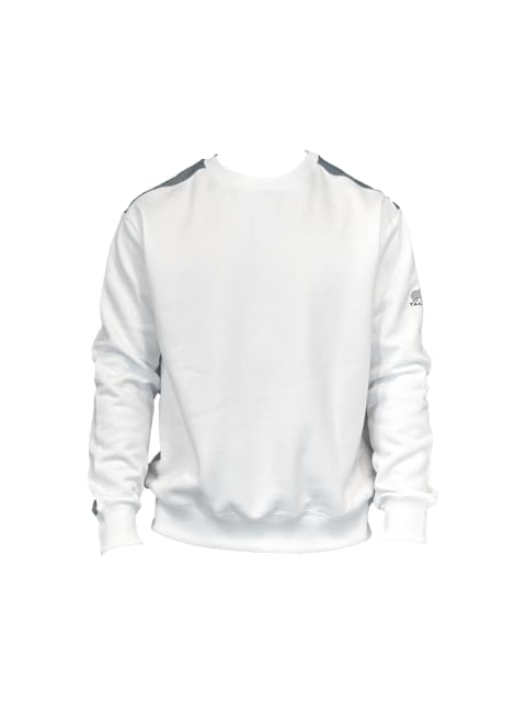 Sweat Workwear à Col Rond - Vetement de Travail avec Bandes Renforcées - Sweatshirt Peintres - Pull de Travail Blanc