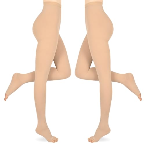 Image of 15-20mmHg Compression Pantyhose Stockings for Women & Men, 2 Pairs