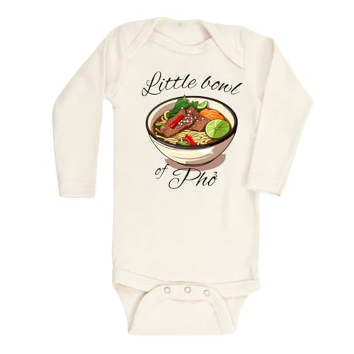 Image of Little Bowl of Pho Vietnamese Food Cute Baby Bodysuit, Kids & Toddler T-Shirt - Funny Outfit for Girls Boys Baby Shower Foodie Tee