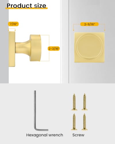 Image of Goldenwarm Gold Door Knobs Dummy, No-Turning Single-Sided Interior Door Knob for for Pantry, French Doors & Closets, 1 Pack /2 Pieces