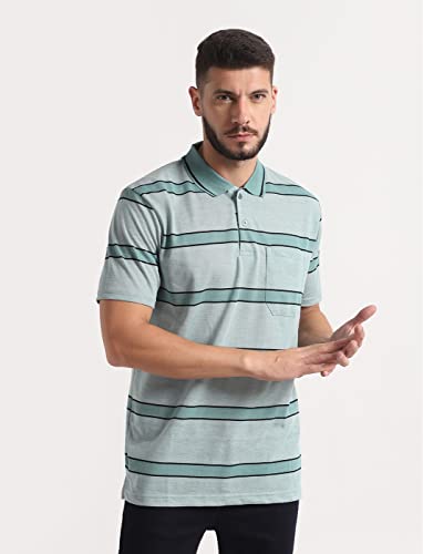 Image of INKKR Striped Men Polo Neck Half Sleeve T-Shirt