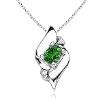 Angara 0.12 Ct Lab Grown Emerald and 0.01 Ct Lab Diamond Fashion Pendant Necklace for Women in...