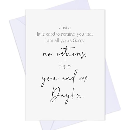 LUXAVELLA Funny Romantic Card for Husband Wife Boyfriend Girlfriend, I'm All Yours No Returns Greeting Card, Humorous Anniversary or Valentine's Day Card for Him Her, Includes Envelope & Heart Seal