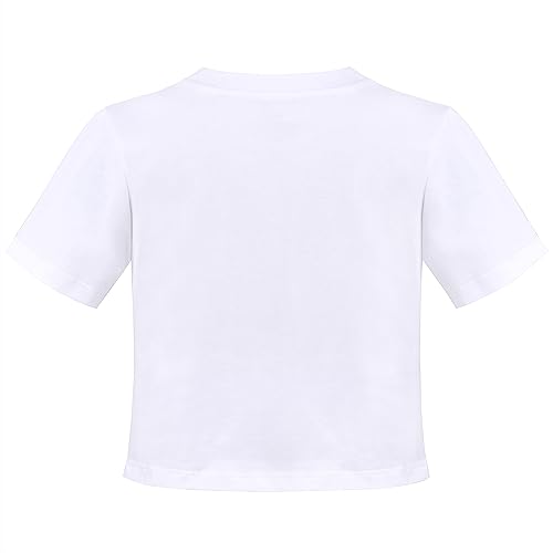 Image of Sunny Fashion Girls T-Shirt Top Short Pants Gym Active White Gray Heart