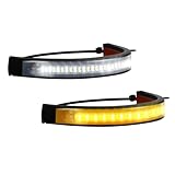 Hbxdeco 2PCS Flexible Motorcycle LED Turn Signal Light, Switchback Dual-Color White & Amber Fork Turn Signal Blinkers, Waterproof DRL Daytime Running Light Strip Bar for Motorbike