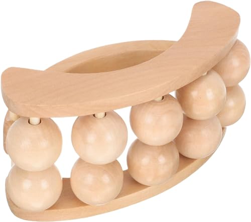 Snevad Wooden Round Massager Gua Sha Stick Neck & Back Relax Professional Body Massager Pain Relief 10 Ball Therapy Roller Yoga Fitness Massage Roller Tool Muscle Release Stick