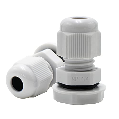 Makerele Cable Gland 1/4 Npt,White Nylon Plastic Connectors Adjustable 3-6.5Mm Cord Gland #TOP2