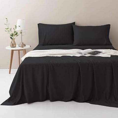 Briarwood Home Premium 100% Modal Jersey Sheet Set, Breathable Bedding, Luxurious Comfort with Silky Smooth & Wrinkle-Resistant Fabric, Lightweight Sheets & Pillowcases (Charcoal Grey, Twin) Cover
