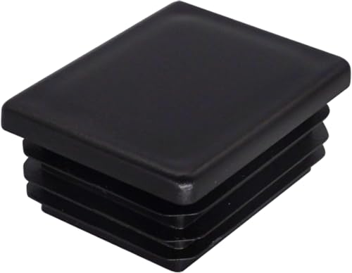 Image of (Pack of 16) Rectangular Plastic Plugs 1-9 /16 inch x 1-31 /32 inch (40 x 50 mm), Matt Rectangular Plugs, Rectangular Tube Inserts, Fence Post Caps, Jet Black RAL 9005