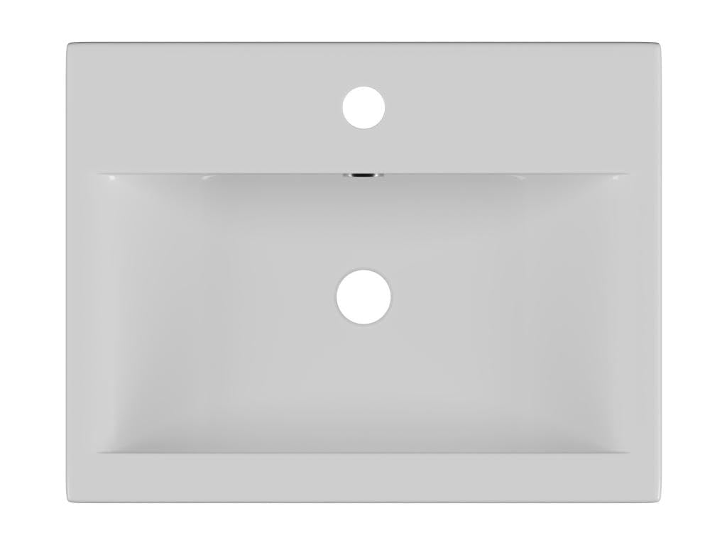 Vente-unique - Lavabo semiempotrado rectangular de cer·mica - blanco - YASMAC