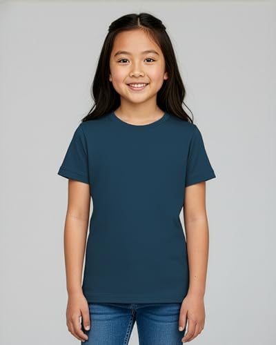 Image of Real Essentials 5 Pack: Girls' Cotton Short Sleeve Crew Neck T-Shirt - Athletic Tee Shirt for Teens Kids Youth (Ages 4-16)