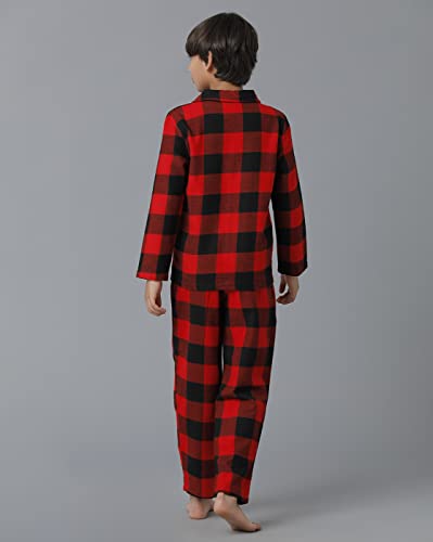 Image of Under Fourteen Boys Cotton Night Suit Set | Soft Breathable 2Pcs Sleepwear /Nightwear /Sleepsuit /Loungewear Co-Ord | Checks Top & Pyjama | Elastic Waist & Pockets | Multicolor Pajama Party & Gifting Set