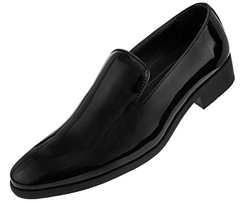 Amali Degas, Men's Slippers - Mens Casual Shoes - Tuxedo Shoes - Men Loafers Shoes - Mens Formal Shoes - Soft Patent Formal Tuxedo Slip-On Smoking Loafer Dress Shoe, Black Size 10