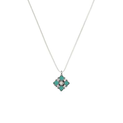 Sangeeta Boochra 925 Sterling Silver Green Pendant with chain|Fine Jewellery for Women & Girls| Certificate of Authenticity and 925 Stamp | Handcrafted