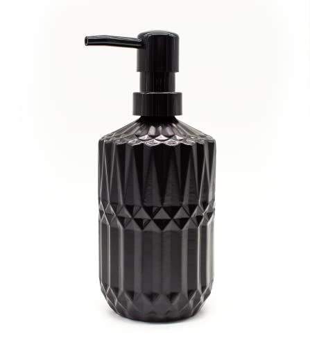 NetroxHome® Hochwertiger Seifenspender aus dickem Glas | für Küche und Bad | 450ml nachfüllbar schwarz und modernes Design | Seifen Spender Shampoo Seife Cover