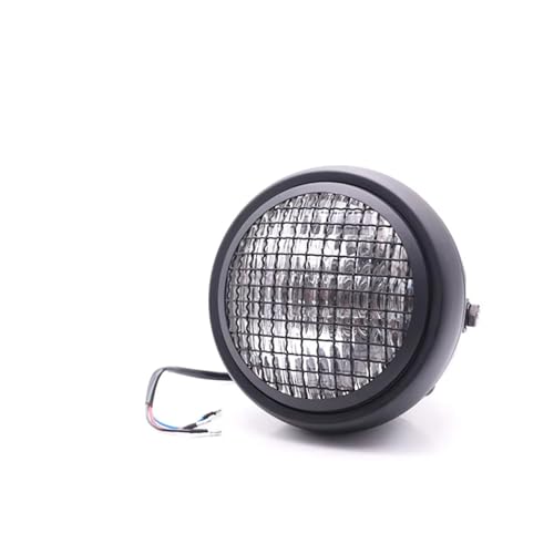 Phare vintage 5.75 pouces avec grille de protection noire en métal robuste pour moto custom
