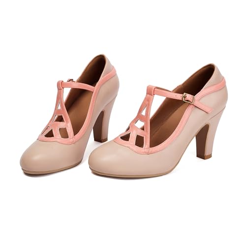 Women's Mary Jane Vintage Close Round Toe Vintage 1950s Heels Retro 1920s Victorian Pumps 1930s Shoes2