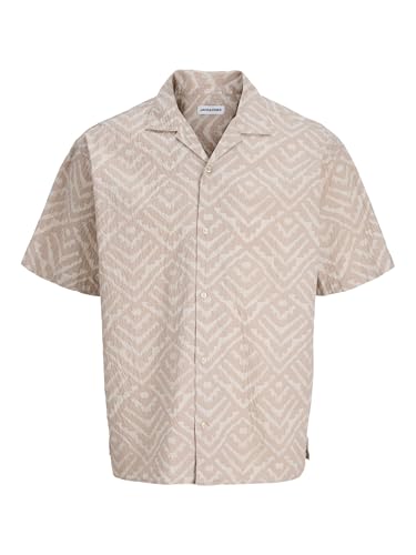 JACK & JONES Jjmilo Seersucker Resort T-Shirt S, Beige Clair, XXL