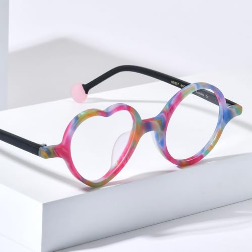 Image of HEPIDEM Multicolor Acetate Glasses Frame Men Women Round Eyeglasses Optical Spectacles 9377