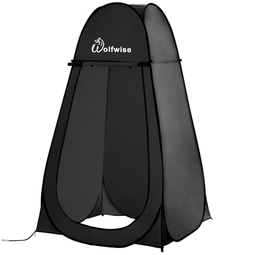Wolfwise Pop Up Shower Tent, Portable Instant Changing Tent with Ventilation Window & Carry Bag, Privacy Bathroom Toilet for Beach, Camping & Outdoor, Width 40 ', Height 75 ', Black