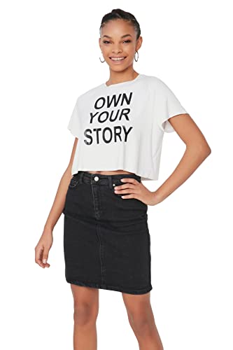 Jupe en denim femme noir Trendyol mini jupe en jean basique taille haute