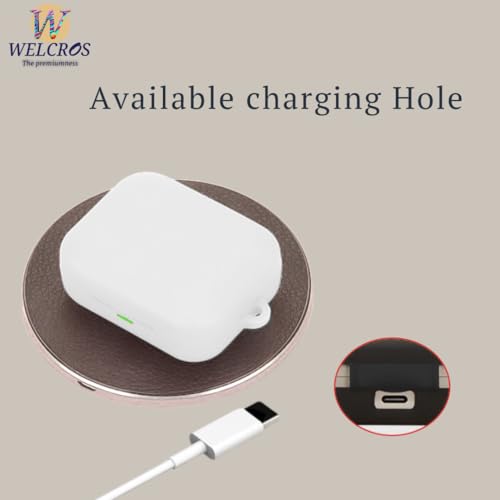 Image of WELCROS Soft Silicone Case Cover Compatible for Realme Buds Air 7 | 7 Pro (White, with Keychain)