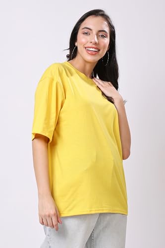 Image of TQH Women's Casual Printed Round Neck, Oversized Longline Drop Shoulder Boho Style T-Shirt