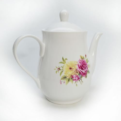 Image of European Style Porcelain Teapot, Coffee Tea Water Pot Vintage Ceramic Kettle (50oz)