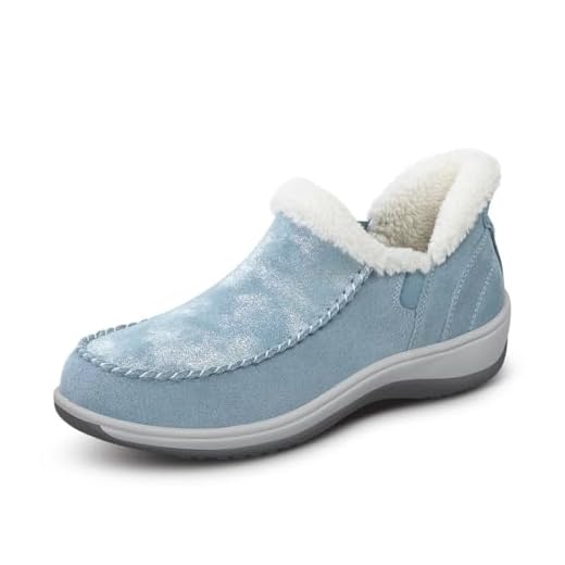 Orthofeet Women's Orthopedic Blue Shim Leather Lorin Hands-Free Slipper, Size 8.5 Wide