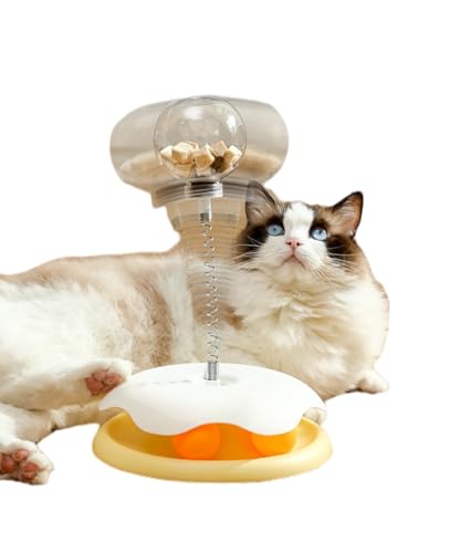 猫用おもちゃ ボール ス 餌漏れ ネコ 早食い防止 餌漏れボール 猫のおもちゃ 遊び道具 ストレス解消 猫おもちゃ 給餌おもちゃ (黄色い)