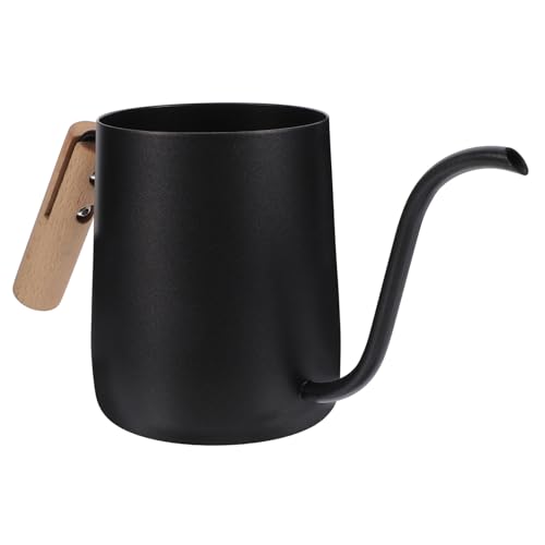 HOLIDYOYO Coffee Pot Wood Coffee Kettle Drip Coffee Pot Camping Coffee Stainless Steel Black