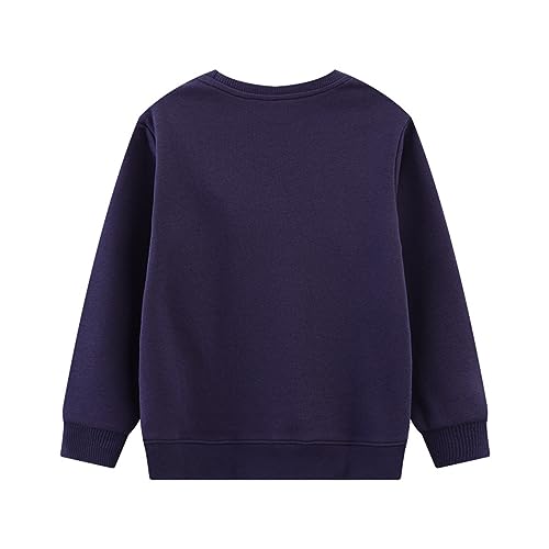 Youth Solid Classic Hoodies Children's Fleece Autumn Boy Round Sweater Boy Loose Long Sleeved Glow (Navy, 3-4 Years)4