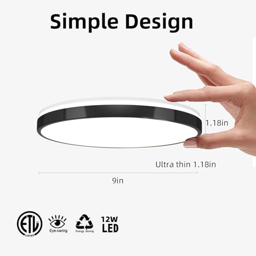Horevo 24W Led Ceiling Lamp Black Flush Mount Ceiling Light Fixture With Bluetooth Speaker With Remote Control,Rgb Color Changing Light For Bedroom,Living Room,Bathroom,Kitchen. thumb #1
