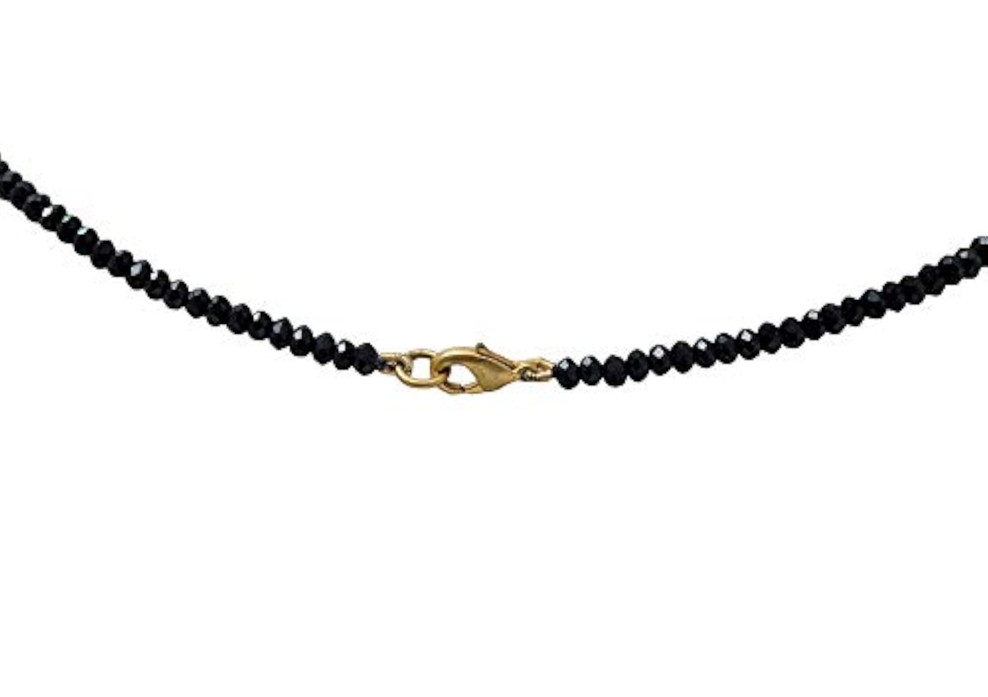 Black Spinel Gemstone Faceted Bead with Sterling Silver Pendant