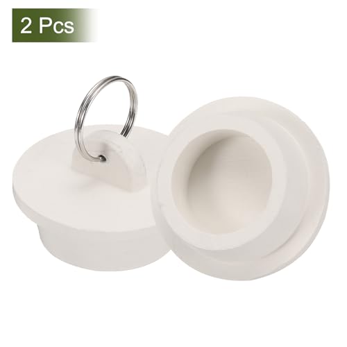 Tapones de goma para bañera 2 piezas con cadena de acero miniatura 3