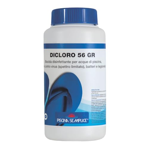 Piscina Semplice Dicloro Granulare 56 – Cloro Rapido per Trattamento Acqua Piscina, Ideale per Mantenere l’Acqua Limpida e Pulita, Formato da 1 Kg