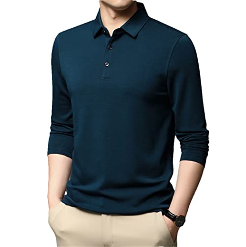 Polo à manches longues homme couleur unie vêtement business casual mi-saison EN8 XL