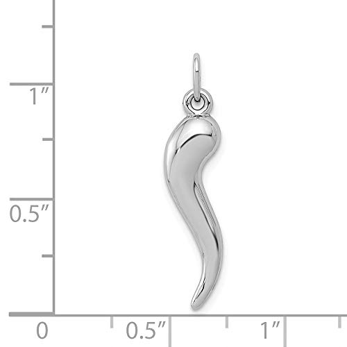 Solid 14K White Gold Italian Horn Charm4