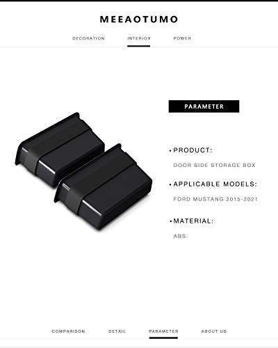 Door Side Storage Box Interior Accessories for Ford Mustang 2015-2025